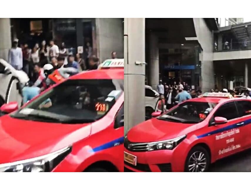 Охрана Terminal 21 напала на таксиста, отказавшегося подвезти их клиента.