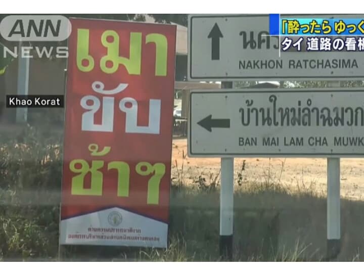 Тайский дорожный знак "Не гони, если выпил" развеселил японскую прессу.