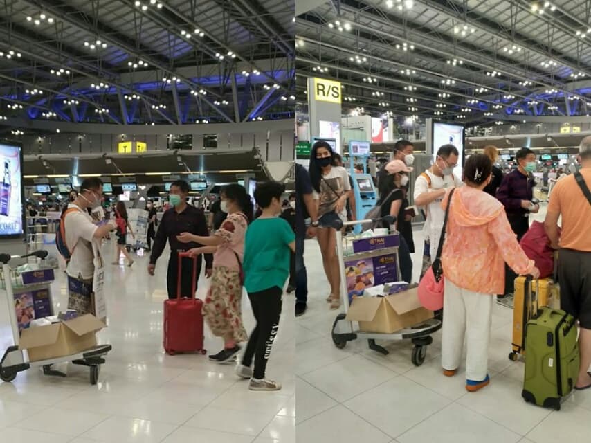 Тайцев восхитил китаец, который бесплатно раздавал маски в Суванабуми.